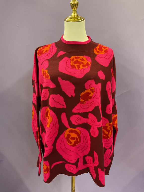 Maroon flower sweater