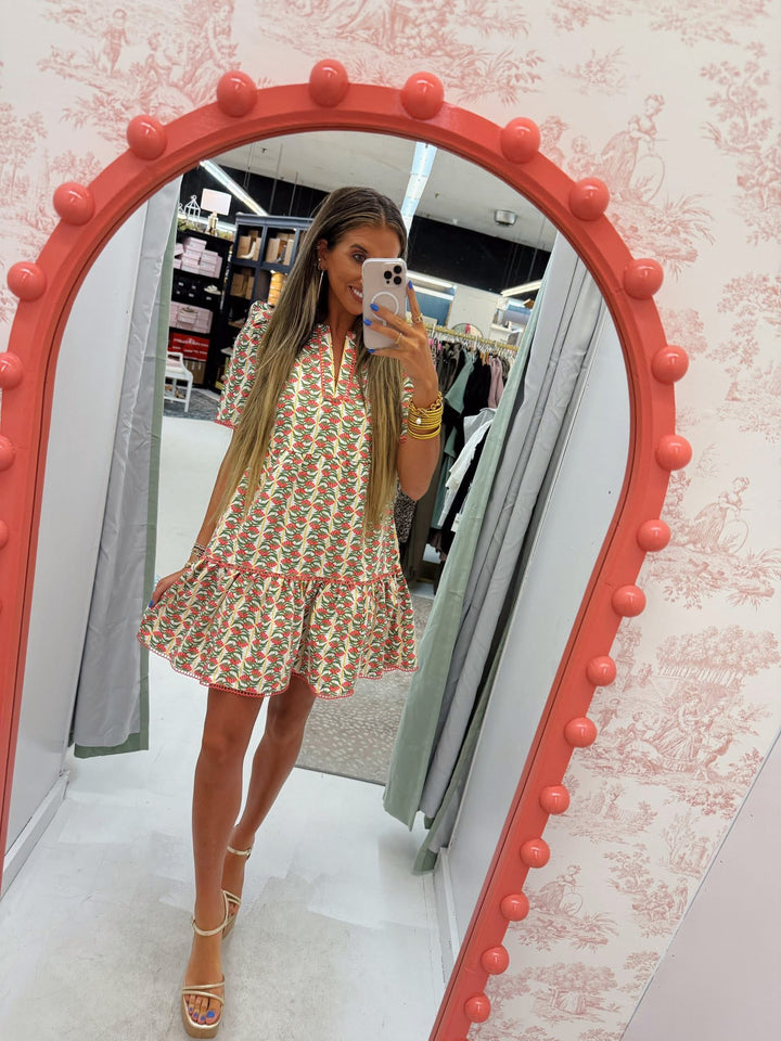 Coral Palm Grove Dress