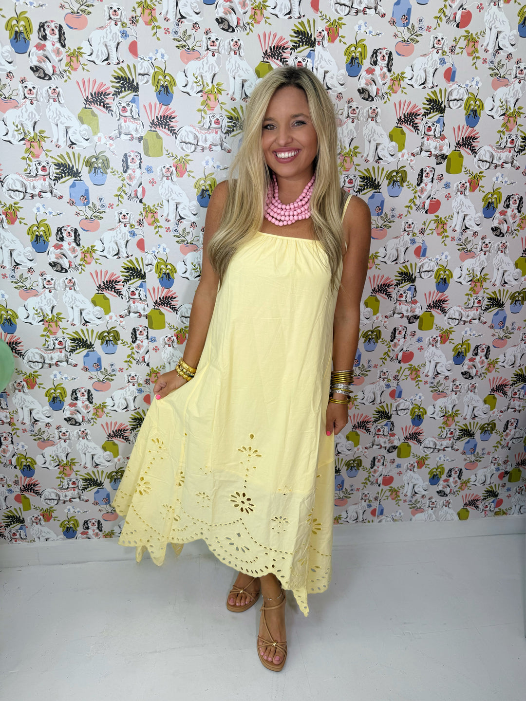 Lemon Drop Lace Maxi Dress