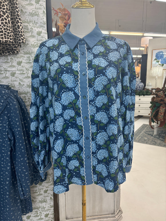 Navy Floral Blouse