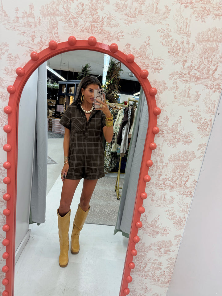 The Espresso Check Romper