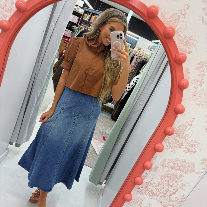 Golden Bit Denim Skirt