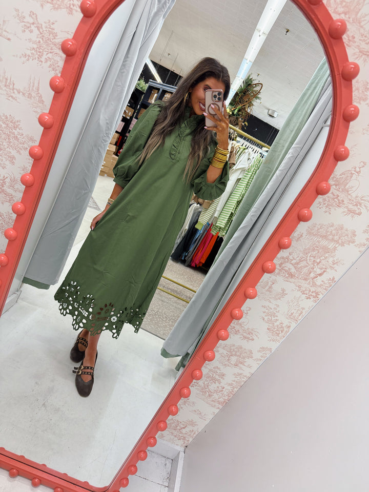 Olive Button Dress