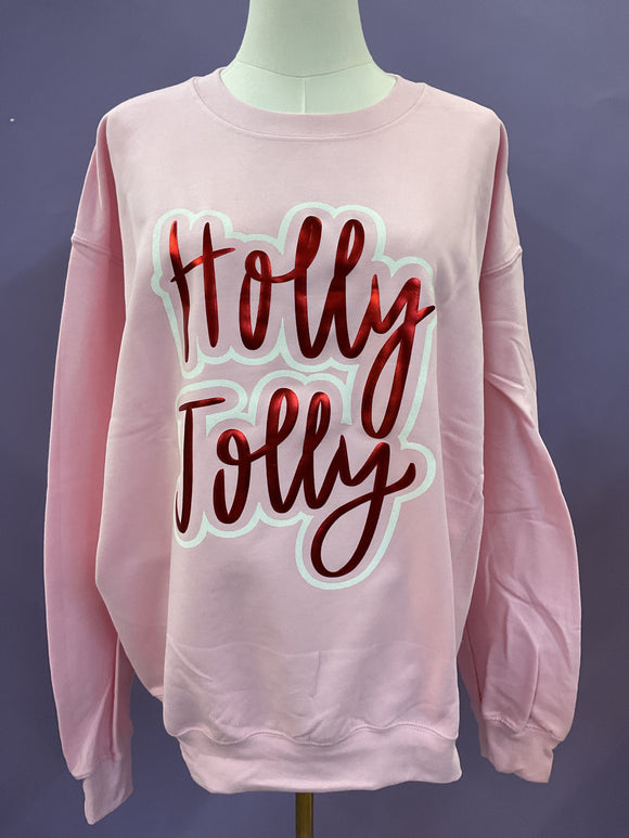 Pink Holly Jolly Sweatshirt