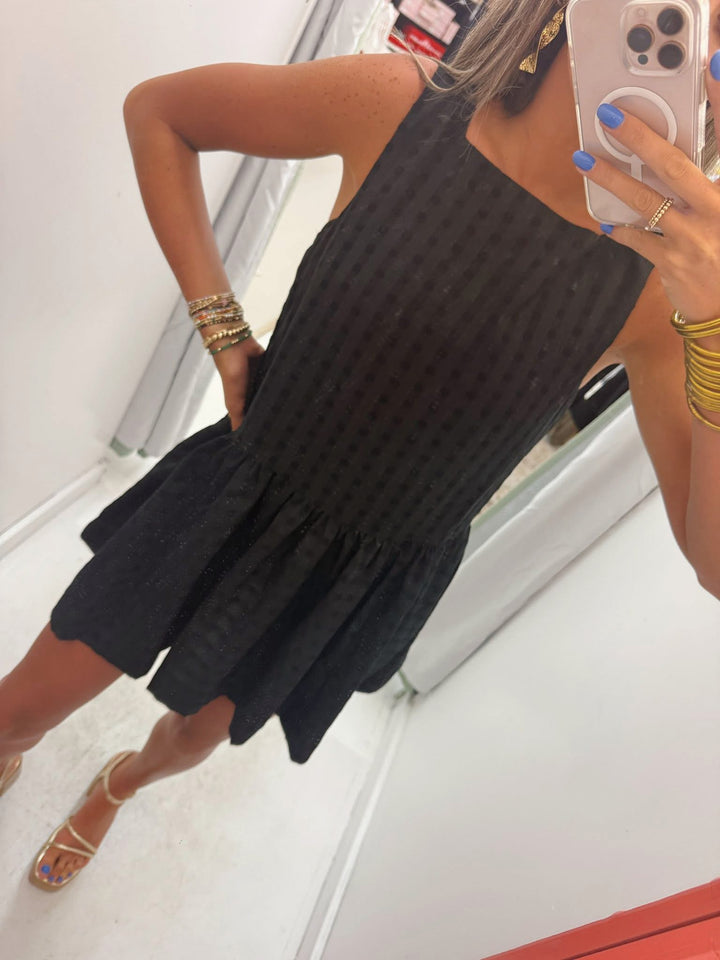 Midnight Swiss Dot Mini Dress