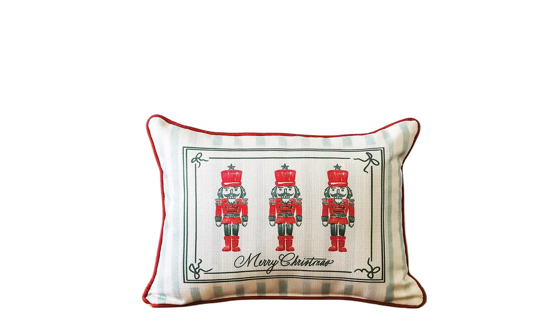 GREEN STRIPE NUTCRACKERS PILLOW