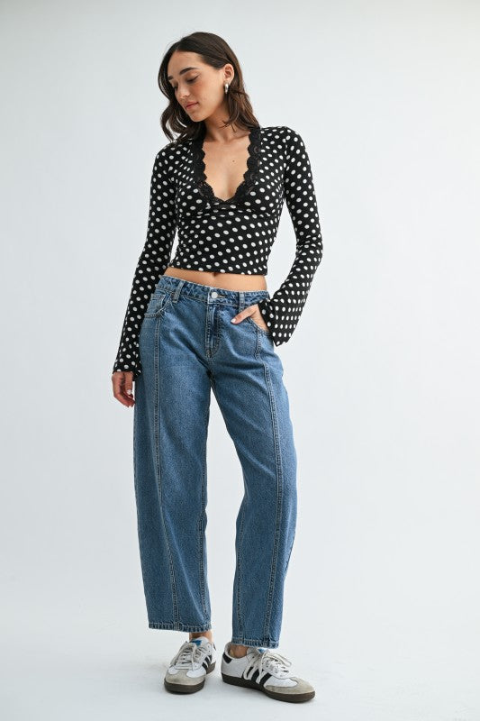 Seamed Barrel Jean | JUST BLACK DENIM