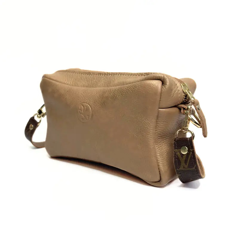 Val Shoulder Bag in Bronze Leather | Upcycled Lv Full Front