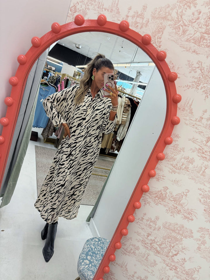 Zebra Cream Maxi Dress