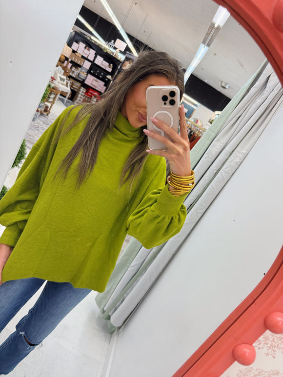 Mock neck top olive
