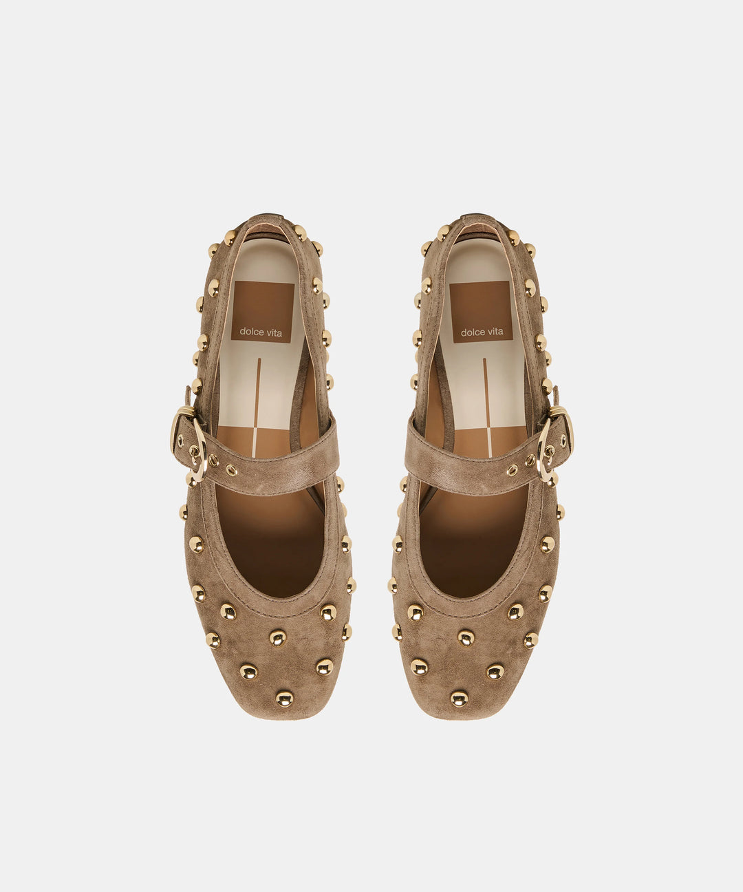 Mikel Stud Ballet Flats Olive Suede
