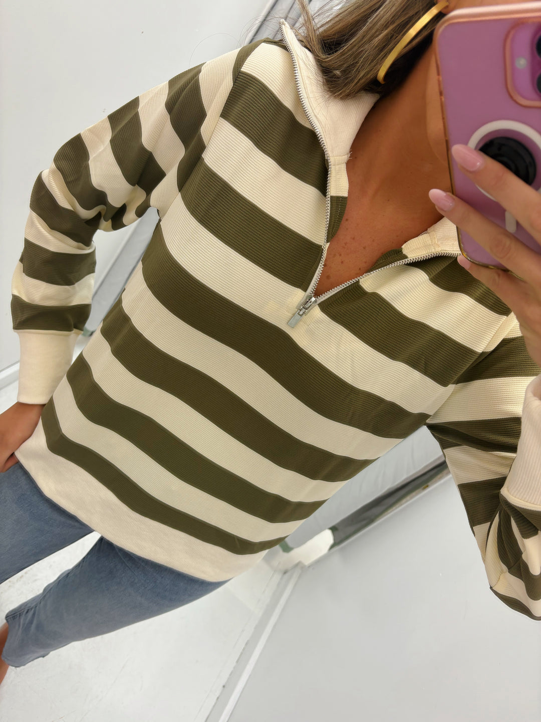 Olive Grove Stripe Pullover