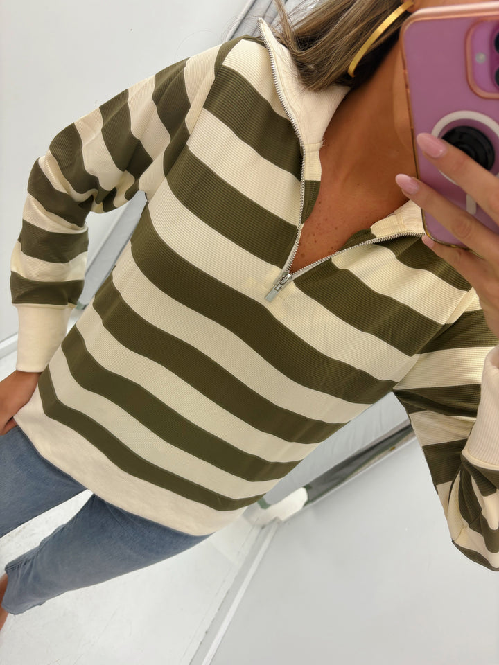Olive Grove Stripe Pullover