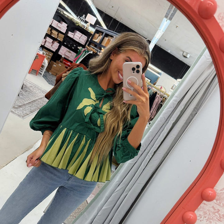 Emerald Garden Peplum Top
