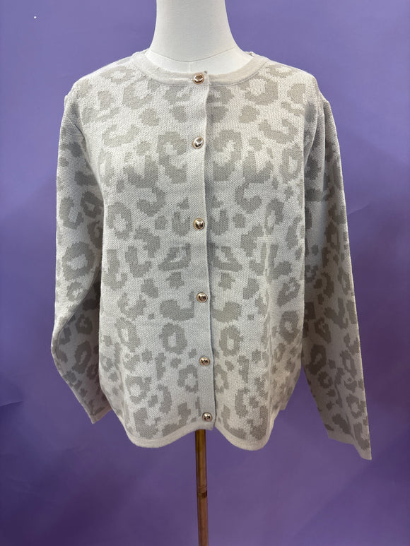 Grey Leopard Cardigan