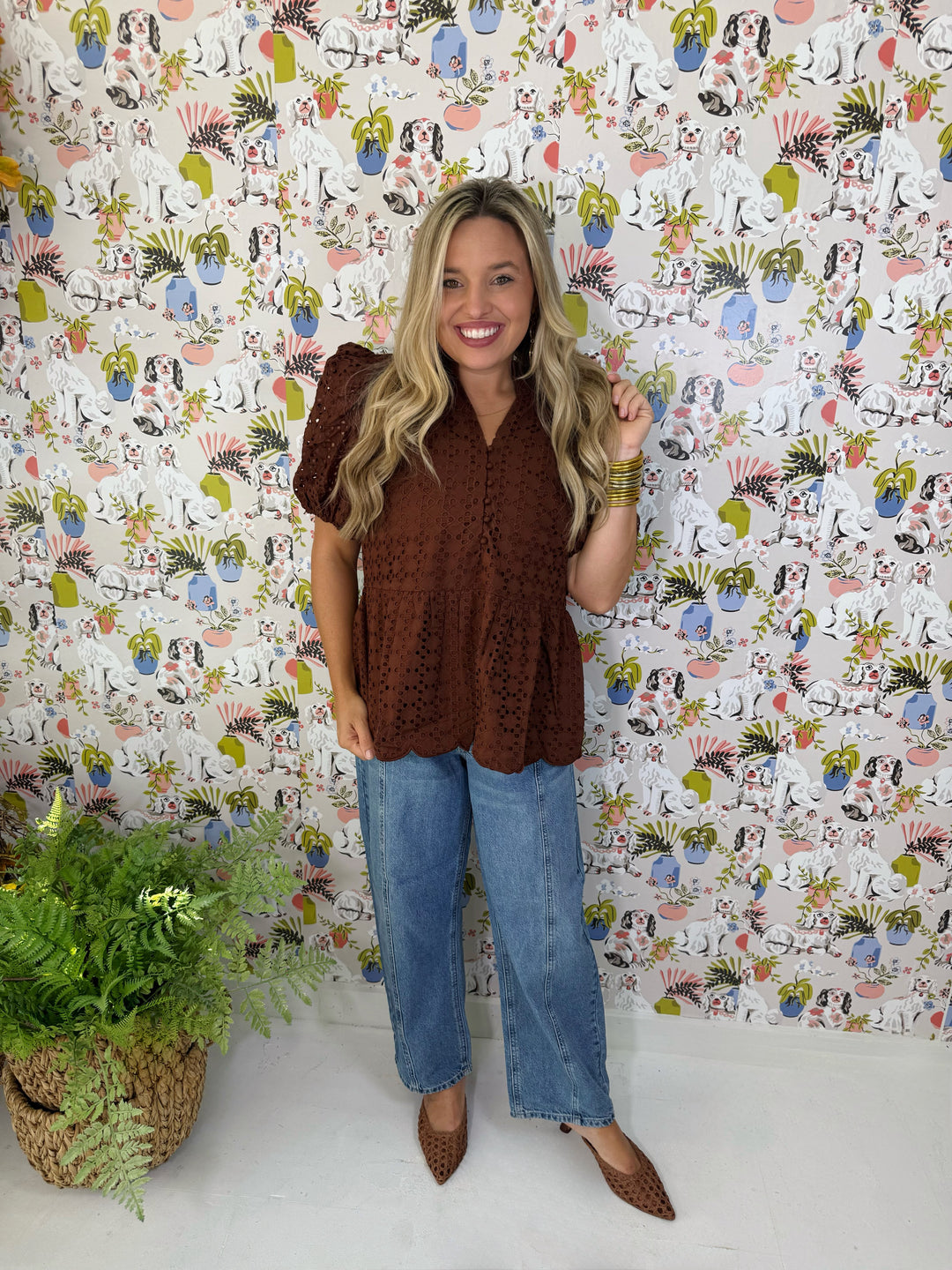 The Cocoa Eyelet Top (Plus)