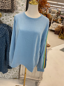 Blue sleeve stripe sweater