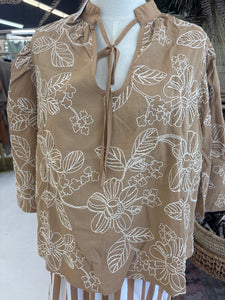 Latte Flower Blouse
