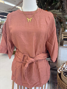 Blush tie blouse