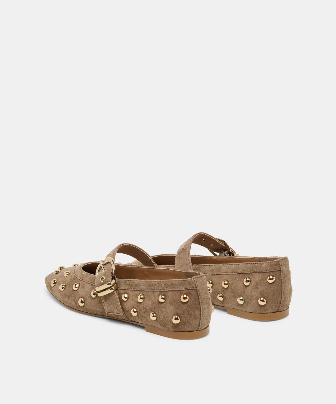 Mikel Stud Ballet Flats Olive Suede
