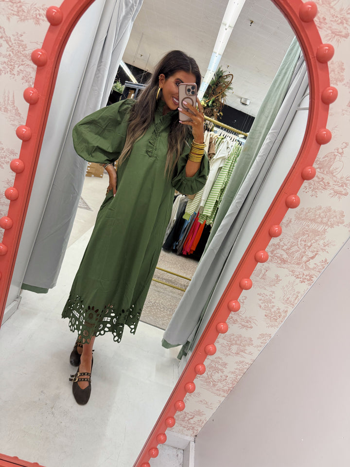 Olive Button Dress