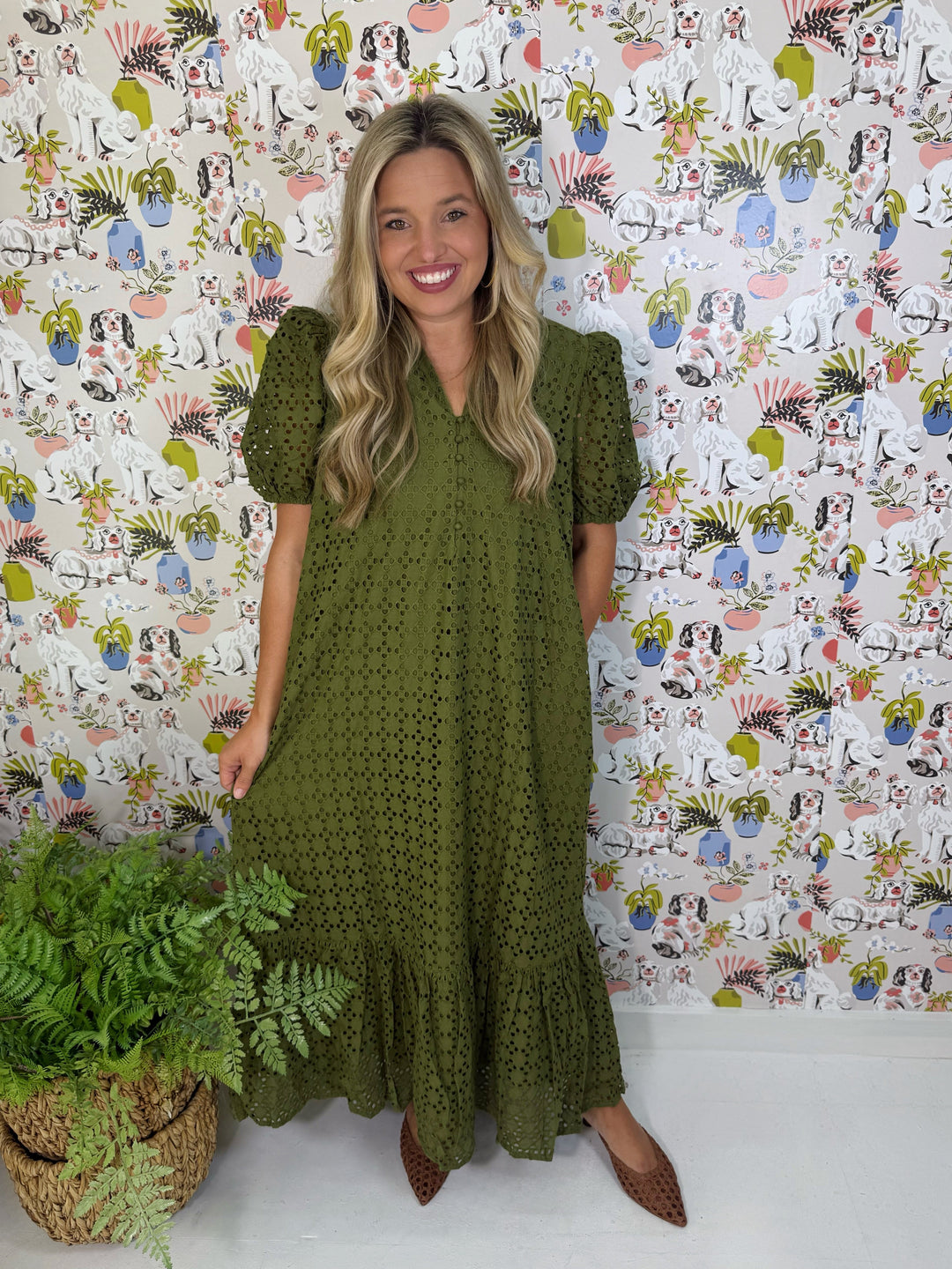 The Olive Grove Eyelet Dress (Plus)