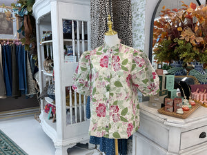 Vintage Floral Puff Sleeve Top