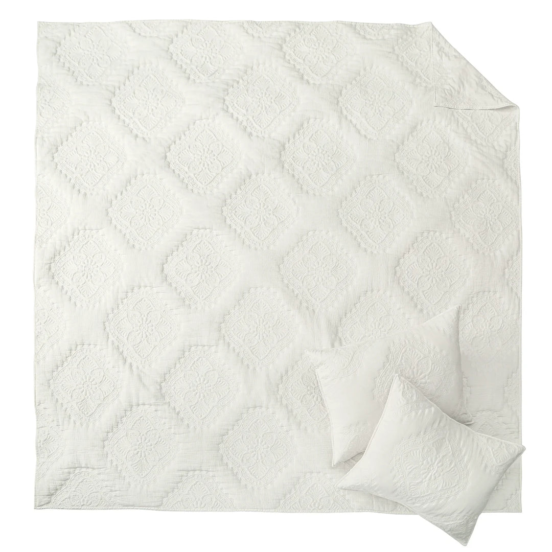 Muslin Stitch Cream Quilt Set