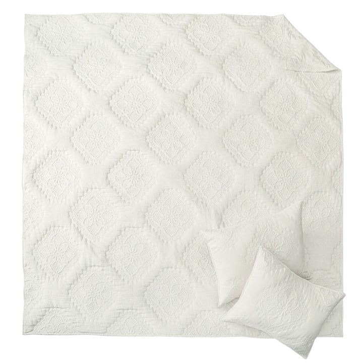 Muslin Stitch Cream Quilt Set