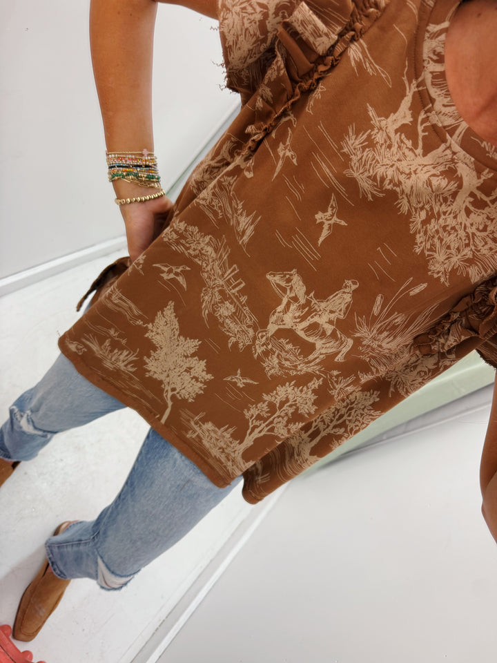 Another Day Brown Southern Toile Top