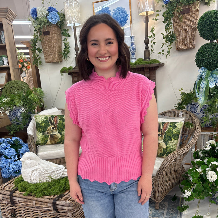 Tell Me Everything Scalloped Sweater