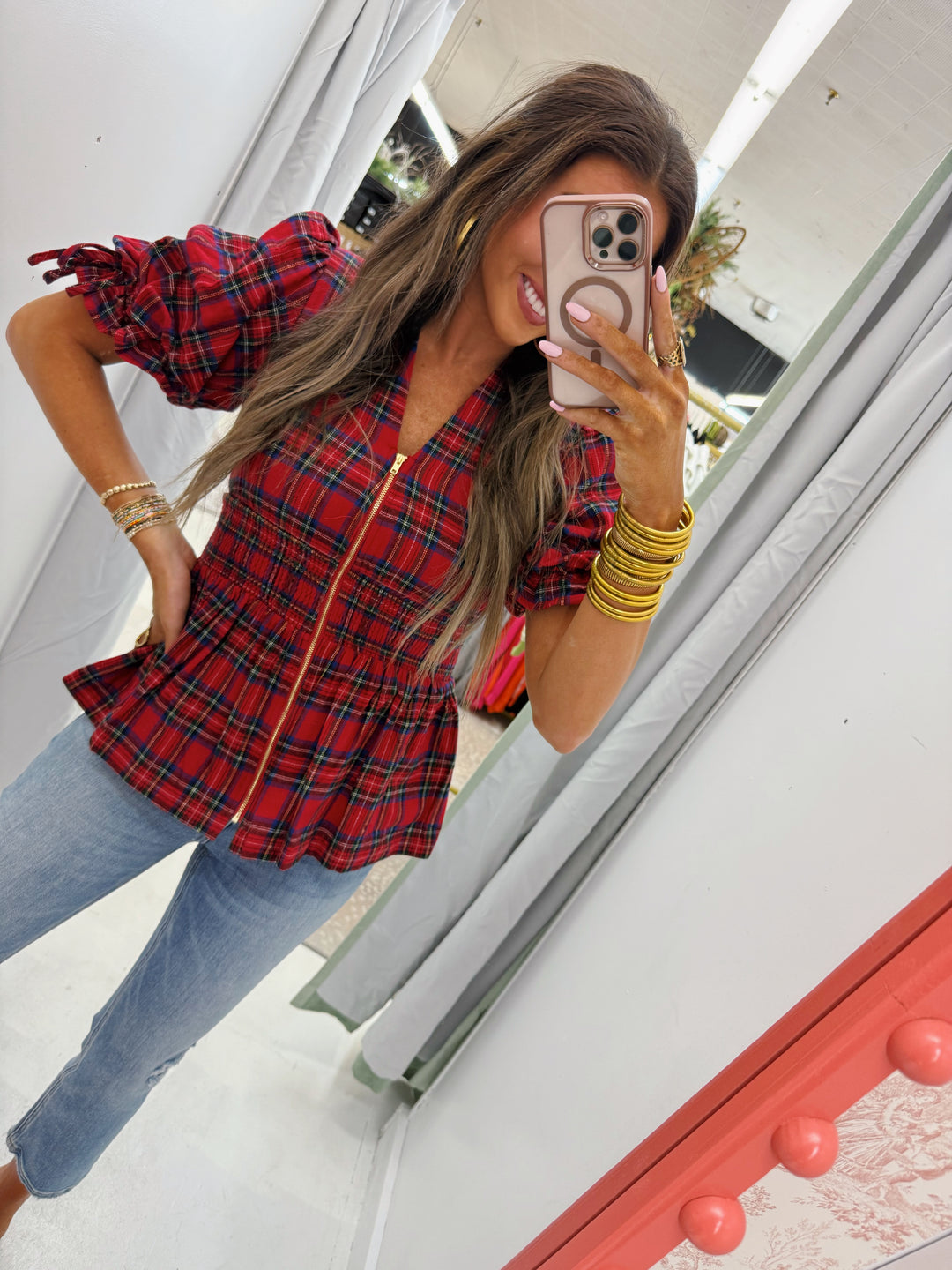 Red Plaid Blouse