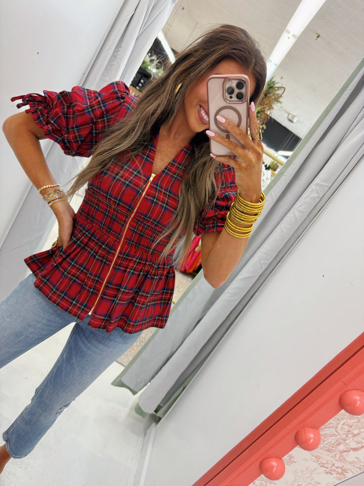 Red Plaid Blouse