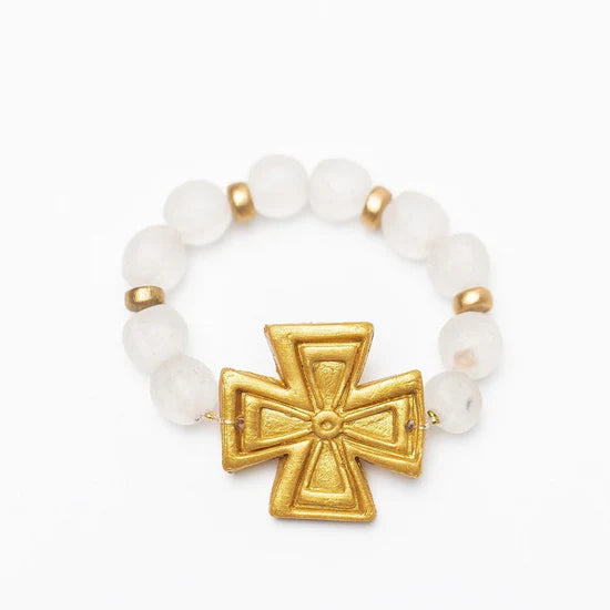 Clear African Glass with Anna Cross Bracelet