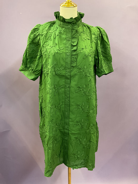 Forest Green Embroidered Dress