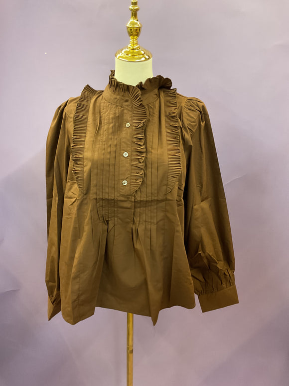 Wheat ruffle blouse