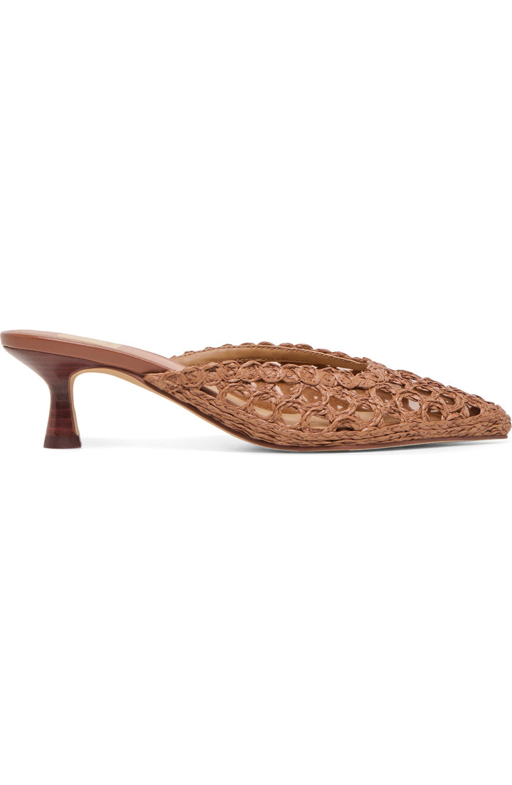 The Cleo Loop Raffia Kitten Heel Mules