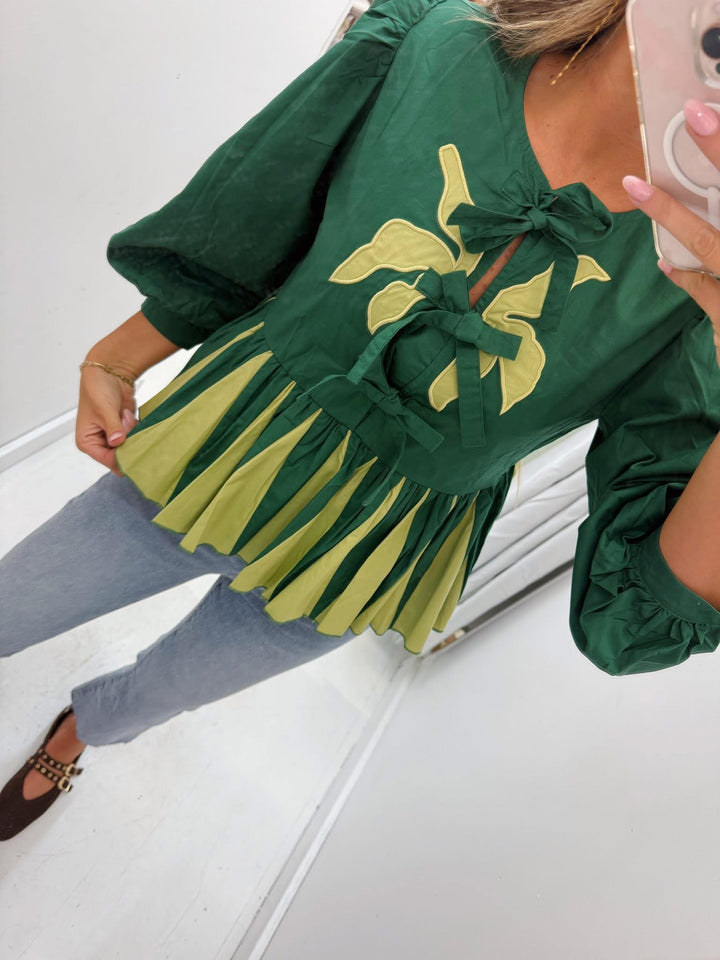 Emerald Garden Peplum Top