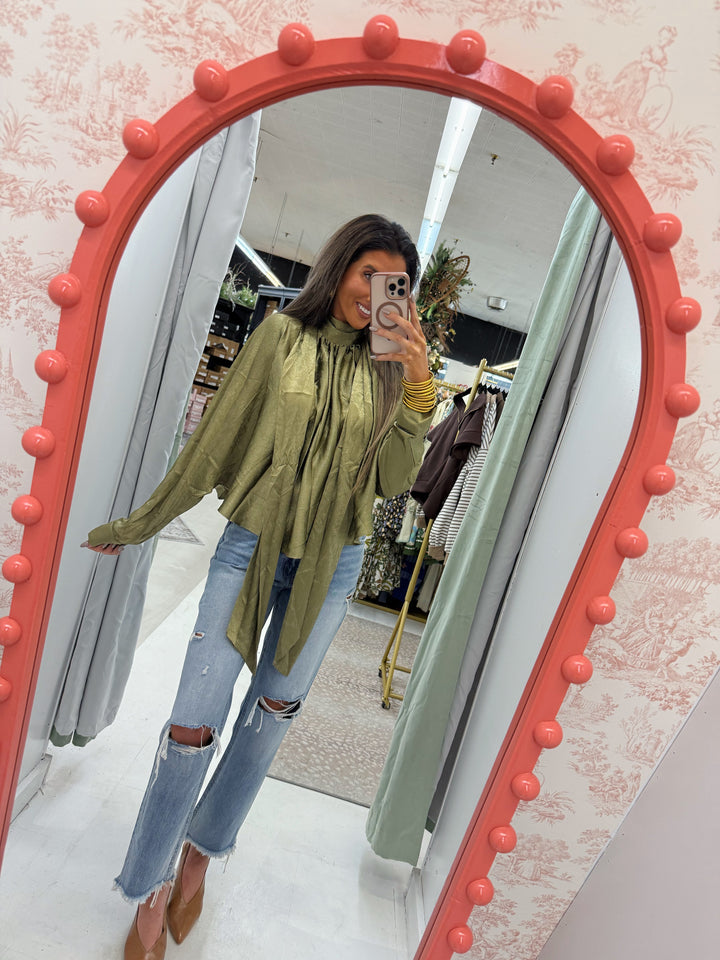 Draped collar blouse