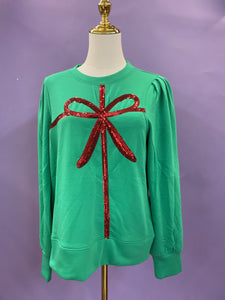Kelly Green Bow Sweatshirt