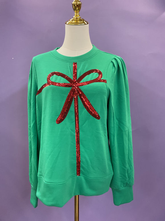 Kelly Green Bow Sweatshirt