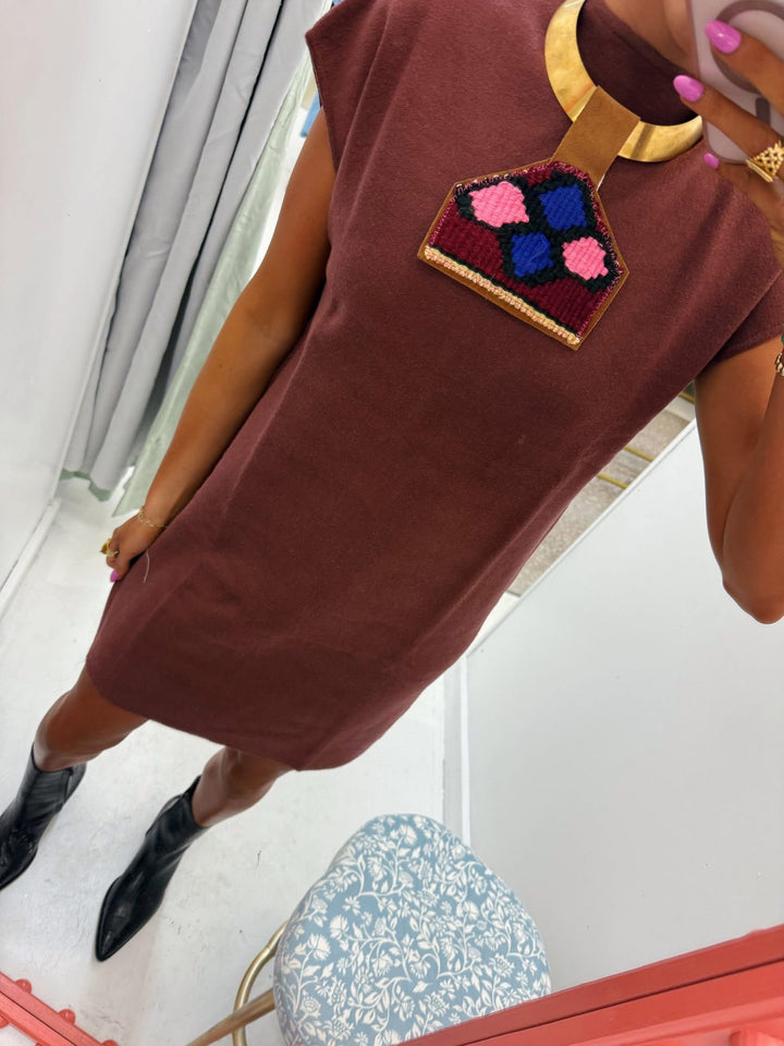 Brown sweater dress