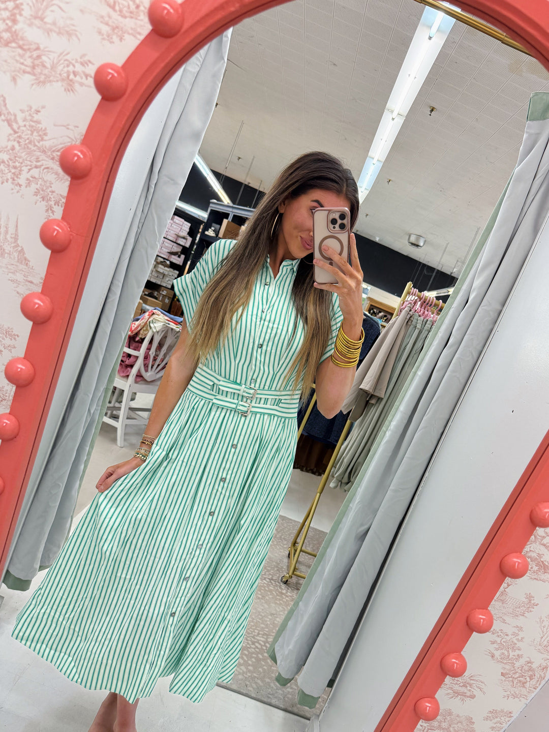 All the While Striped Belted Maxi