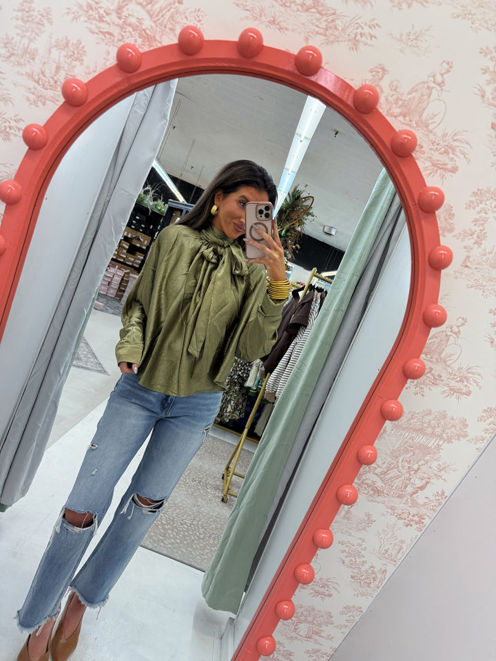 Draped collar blouse