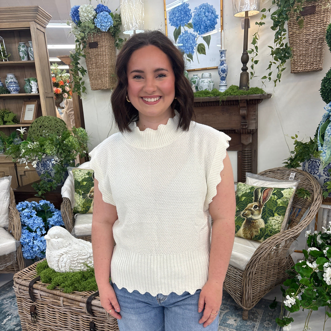 Tell Me Everything Scalloped Sweater