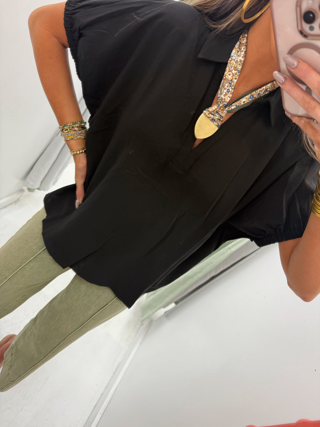 Black v neck blouse