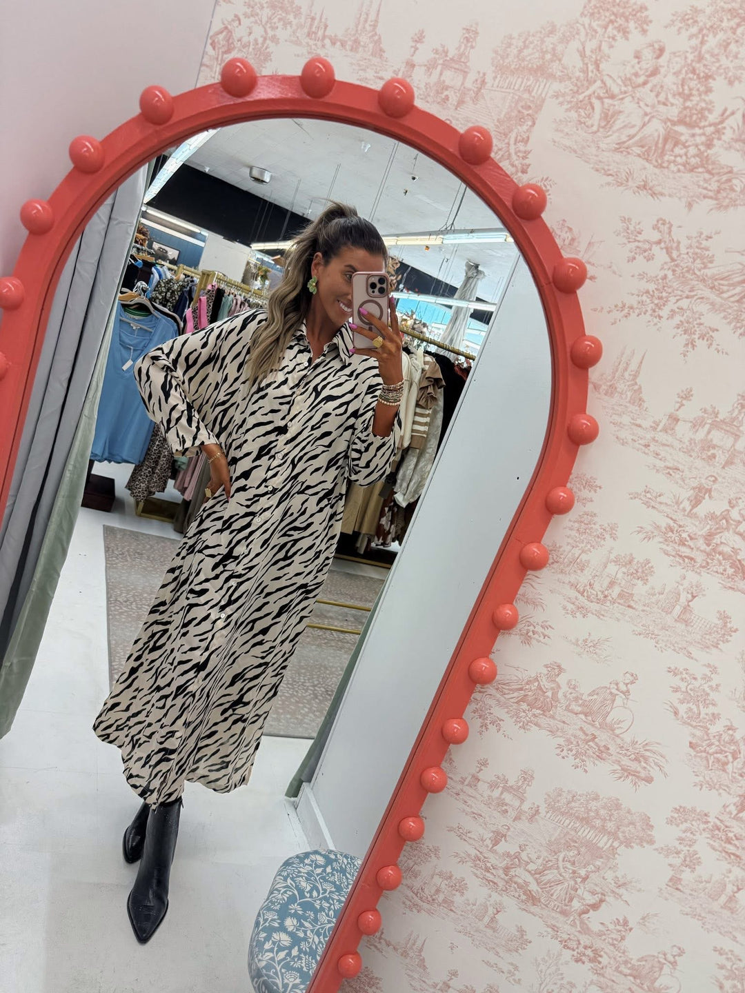 Zebra Cream Maxi Dress