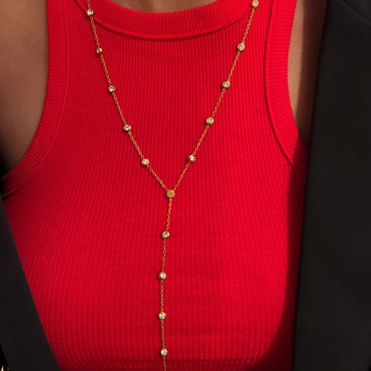 CHANSUTT PEARLS | LAYERED Y DIAMOND NECKLACE