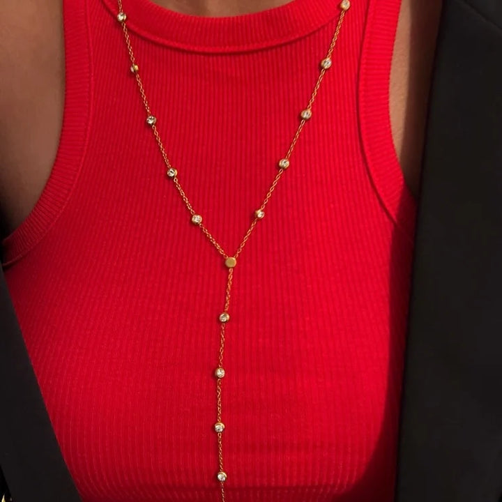 CHANSUTT PEARLS | LAYERED Y DIAMOND NECKLACE