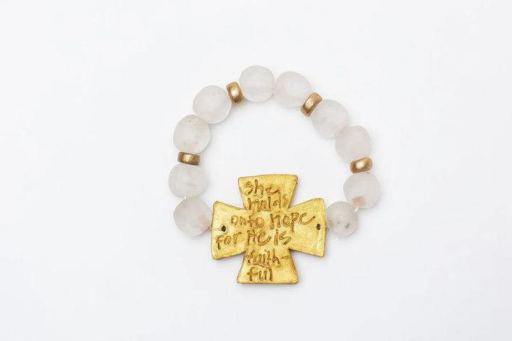 Clear African Glass with Anna Cross Bracelet